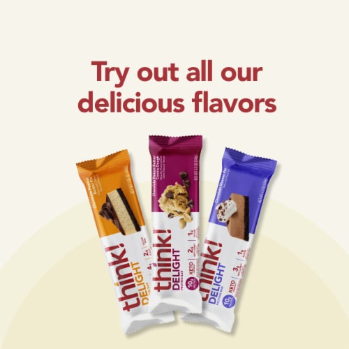 think! Delight Chocolate Peanut Butter Cookie Dough Protein Bar Perspective: top