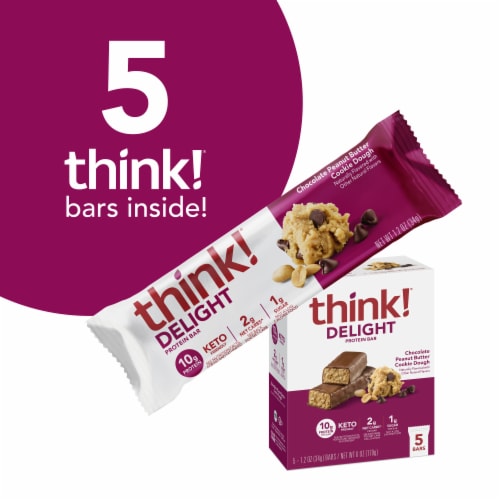think! Delight Chocolate Peanut Butter Cookie Dough Keto Protein Bars Perspective: top