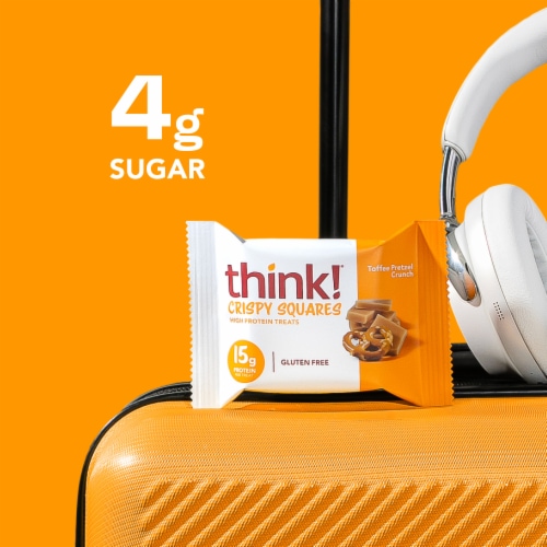 think! High Protein Crispy Squares, Toffee Pretzel Crunch, 4 Count Perspective: top