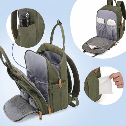 RUVALINO Large Diaper Bag BackpackArmy Green Perspective: top