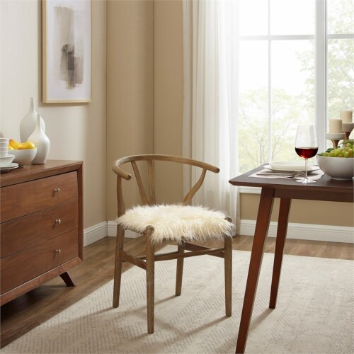 Linon Layla Wishbone Wood Chair in Brown Perspective: top