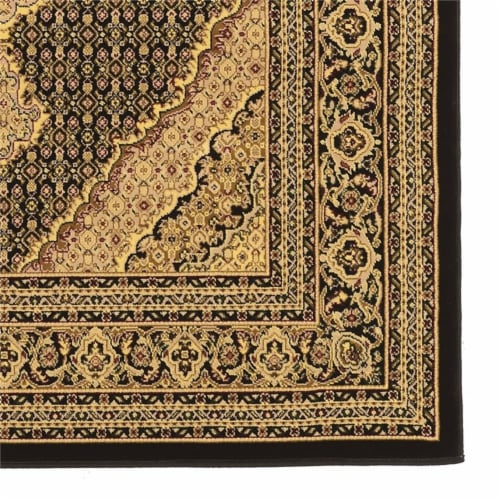 Linon McKinley Mahi Tabriz Power Loomed Polypropylene 5' X 7'6  Rug in Black Perspective: top