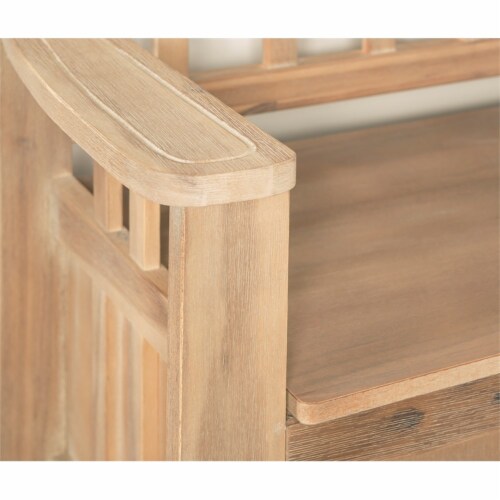 Linon Lottie Entryway Storage Bench in Washed Natural Perspective: top