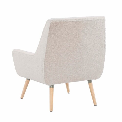 Linon Trelis Wood Upholstered Sherpa Accent Chair in Natural Perspective: top