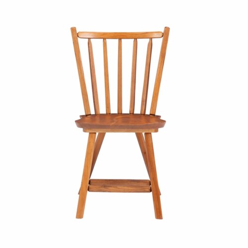 Linon Reedhaven Wood Commercial Grade Set of Two Side Chairs in Medium Oak Brown Perspective: top