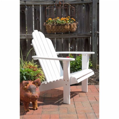 Linon Adirondack Sturdy Solid Acacia Wood Outdoor Chair in White