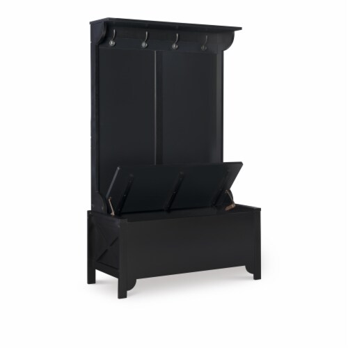 Linon Anna Wood Entryway Wide Hall Tree in Black Perspective: top