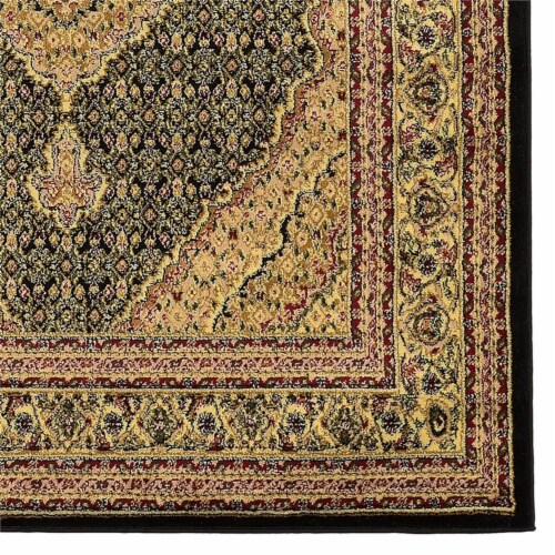 Linon Elegance Mahi Power Loomed Polypropylene 2'x3' Rug in Black Perspective: top