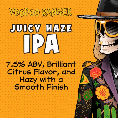 New Belgium Voodoo Ranger Juicy Haze IPA Craft Beer Single Can Perspective: top