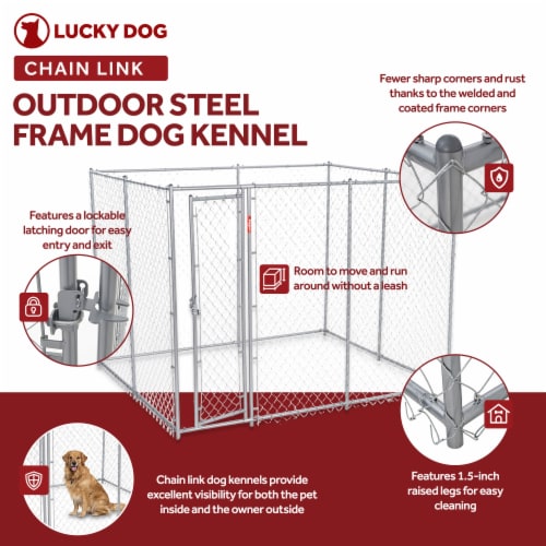 Lucky Dog Adjustable 10 x 5 x 6 Heavy Duty Chain Link Dog Kennel Enclosure 1 Piece Ralphs