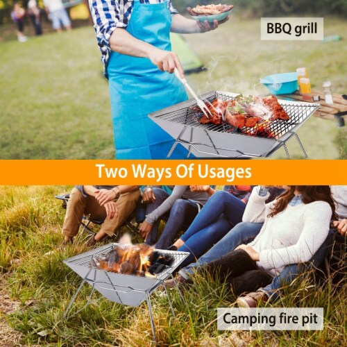 Foldable BBQ Grill Charcoal Barbecue Stove Portable Stainless Steel Campfire Stove Pit 1 unit Mariano s