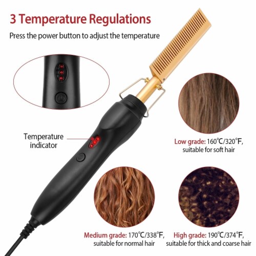 Electric Heating Hair Comb PTC Ceramic Hair Straightener Curler Brush Hair Straight Styler Perspective: top