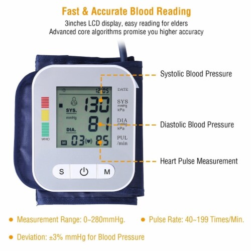 Arm Blood Pressure Monitor with Adjustable Cuff (8.7in-12.6in