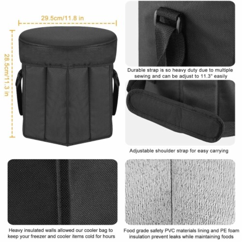 Collapsible Grocery Cooler Bag 3 Gallon Insulated Food Container Seat Combo for Camping Perspective: top