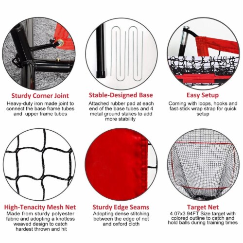 7x7ft Baseball Softball Teeball Practice Net Batting Hitting Pitching Training Net Perspective: top
