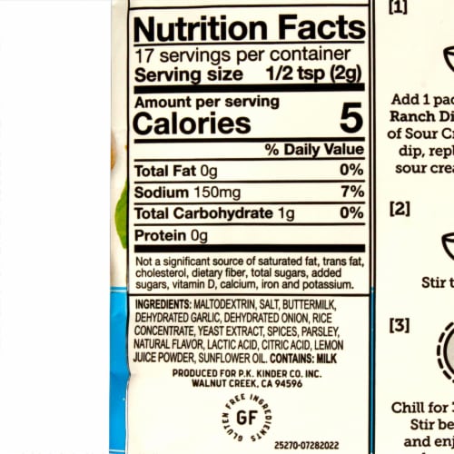 Kinder's® Ranch Dip & Seasoning Mix Perspective: top