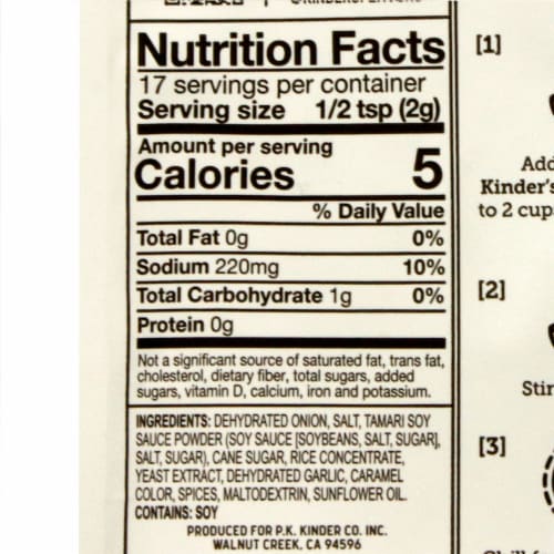 Kinder's® Onion Dip & Seasoning Mix Perspective: top