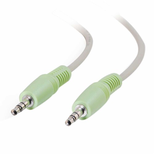 C2G 3.5mm Male To Male Stereo Audio Cable PC 99 Color Coded 6 Feet Beige Perspective: top