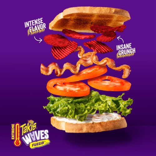 Takis® Waves  Fuego Hot Chili Pepper and Lime Wavy Potato Chips Perspective: top