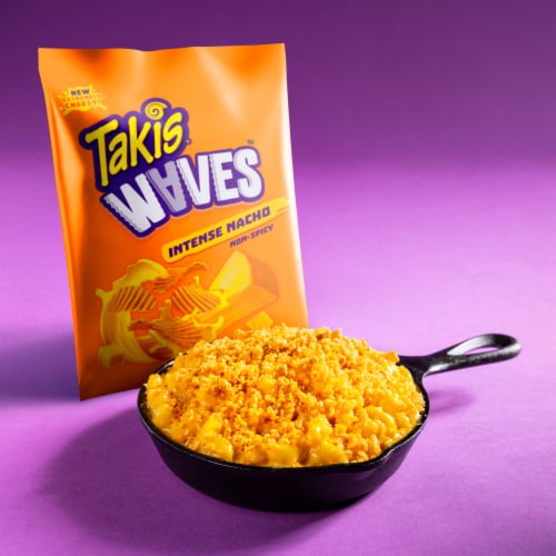 Takis Waves Cheesy Intense Nacho Cheese Wavy Potato Chips Perspective: top