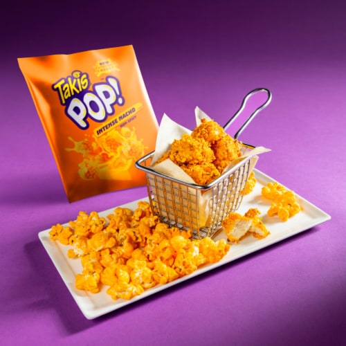 Takis Pop! Cheesy Intense Nacho Cheese Ready-To-Eat Popcorn Perspective: top