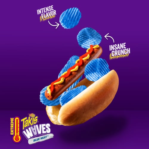 Takis Blue Heat Waves Hot Chili Pepper Wavy Potato Chips Perspective: top