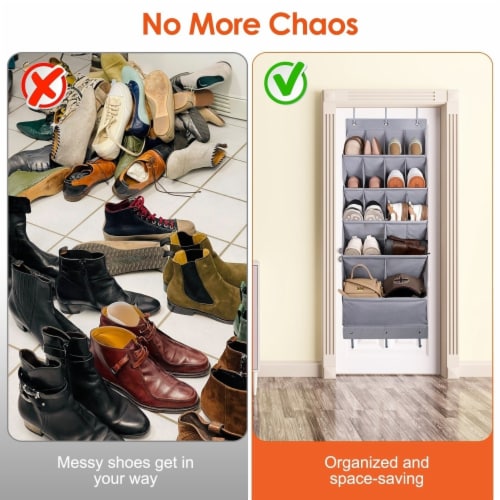 16 Pockets Over The Door Shoe Organizer 5 Tier Shoe Rack For Door With 6 Hooks Behind Door H 1 unit Fry s Food Stores