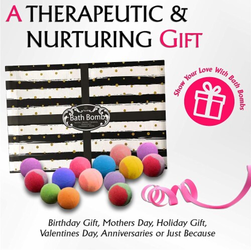 Bath Bombs Gift Set for Women and Men. 24 Luxury Bath Bombs Individually Wrapped Bulk Box. Perspective: top