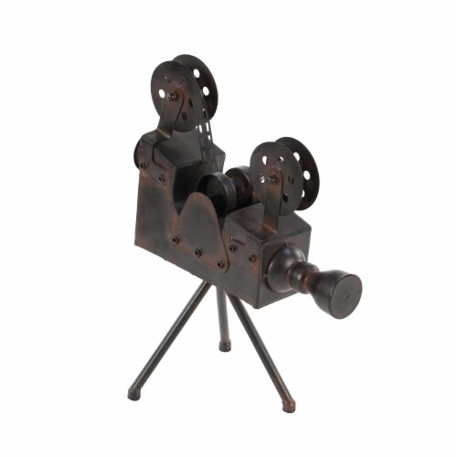 Uma Enterprises Metal Movie Camera Table Decor with Tripod Base - Brown Perspective: top