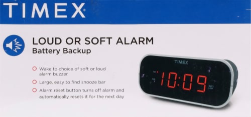 Timex® Space Saving LED Alarm Clock - Black Perspective: top