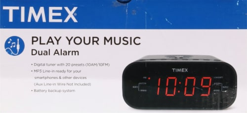 Timex® Dual Alarm AM/FM Clock Radio - Black Perspective: top