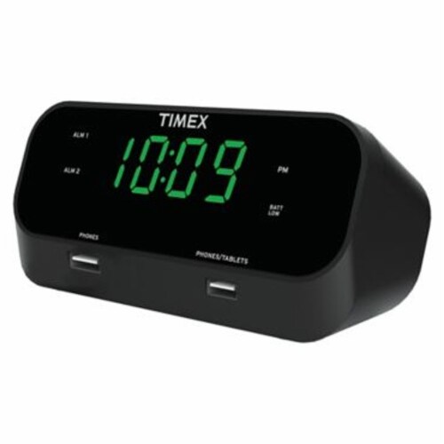 Timex® Rediset Dual Alarm Clock With Dual USB Charging Ports Perspective: top