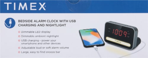 Timex Dual Alarm Clock with USB Port and Night Light Perspective: top