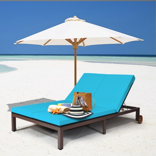 Adjustable Patio Rattan 2 Person Recliner Lounge Chair w