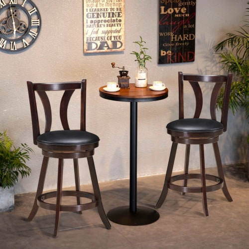 Gymax Set of 2 Swivel Bar stool 24'' Counter Height Leather Padded Dining Kitchen Chair Perspective: top