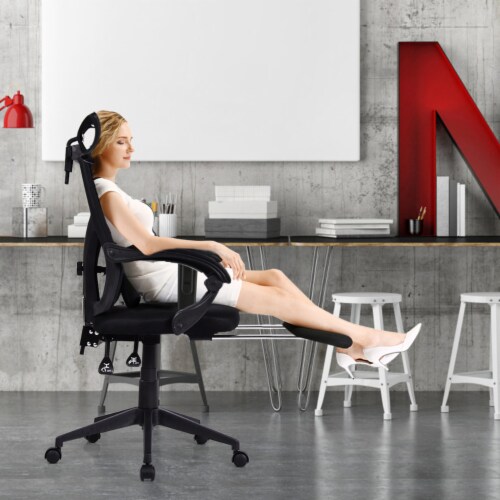 Gymax mesh office chair recliner high back adjustable sales with headrest & lumbar support