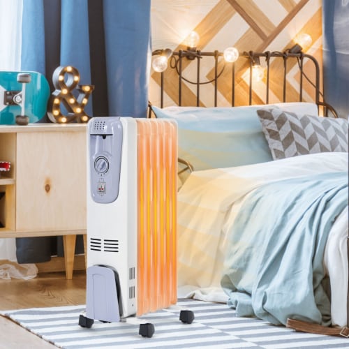 Gymax 1500W Oil Filled Space Heater Radiator w/ Adjustable Thermostat Home Office Perspective: top