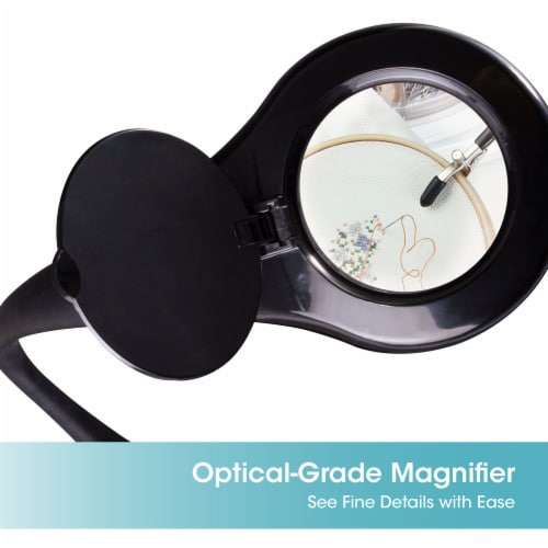 Prevention by OttLite LED Flexible and Adjustable Magnifier Desk Lamp - 4 Brightness Levels, Black