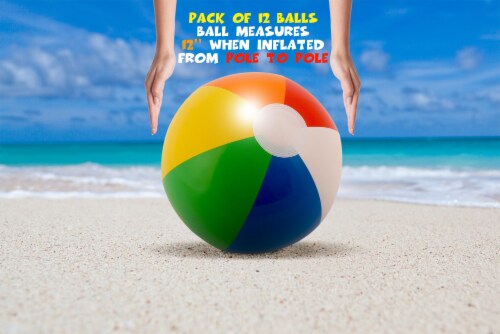Neliblu 12 Bulk Pack of 12 Classic Inflatable Rainbow Beach Balls Pool Toys Party Favors 12.6 H 9.84 L 7.95 W Foods Co