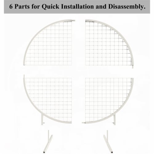 LANGXUN White Circle Mesh Decoration Arch Kit for Wedding and Birthday Party Perspective: top