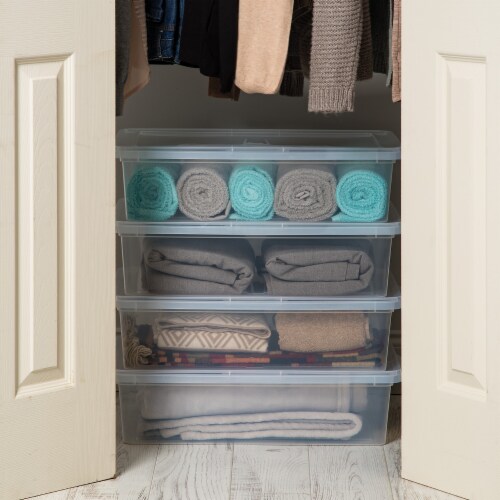 IRIS USA 28 Quart Plastic Stackable Storage Container Bin with Latching Lid Perspective: top