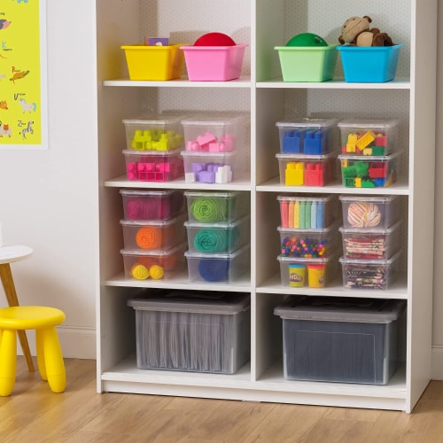 Plastic Storage Bins with Lids - 5 Qt, 6 Pack Clear Small Stackable Cubby  Storag