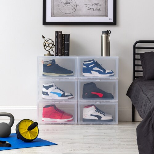 IRIS USA Stackable Shoe Display Box with Flip Down Door 6 Pack 6Pack Metro Market