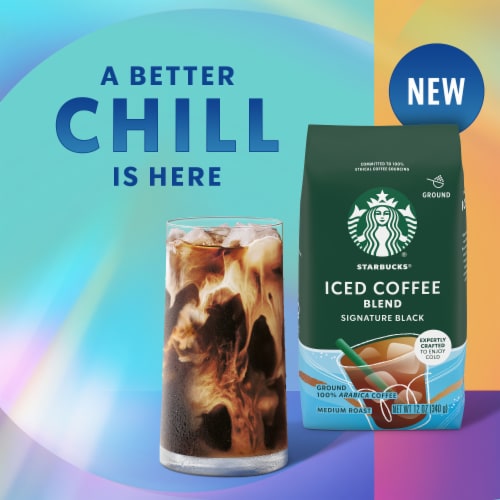 Starbucks Ground Coffee Medium Roast Iced Coffee Blend Signature Black 100% Arabica Perspective: top