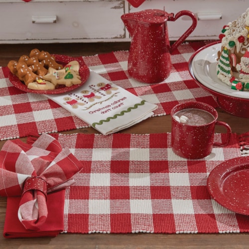 Park Designs Buffalo Check Placemat Set - Red & Cream Perspective: top
