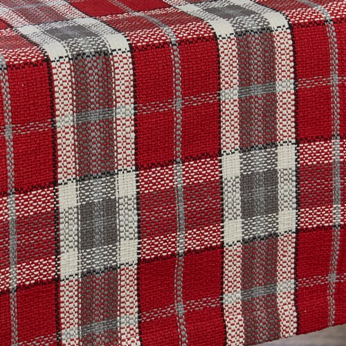 Park Designs Sketchbook Snowman Plaid Table Runner - 54 L - Red Perspective: top