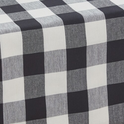 Park Designs Buffalo Check Backed Table Runner - 54''L - Black & Cream Perspective: top