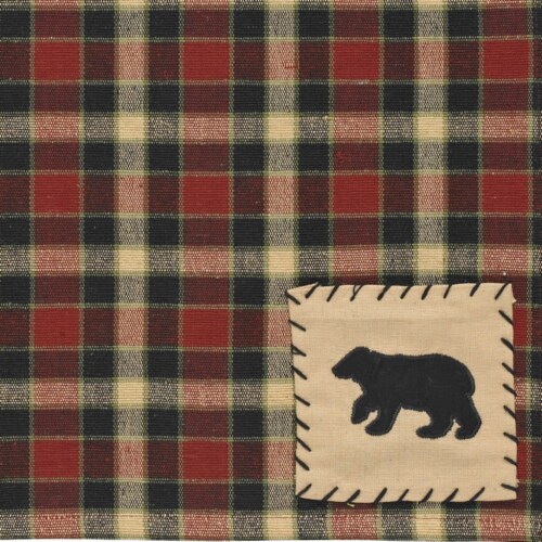 Park Designs Concord Black Bear Placemat Set - Red Perspective: top