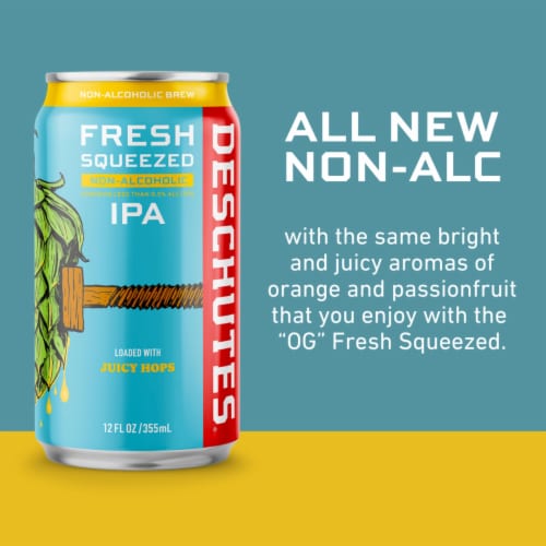 Deschutes Brewery® Fresh Squeezed Non-Alcoholic IPA Craft Beer Perspective: top