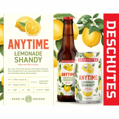 Deschutes Brewery® Anytime Lemonade Shandy Craft Beer Perspective: top